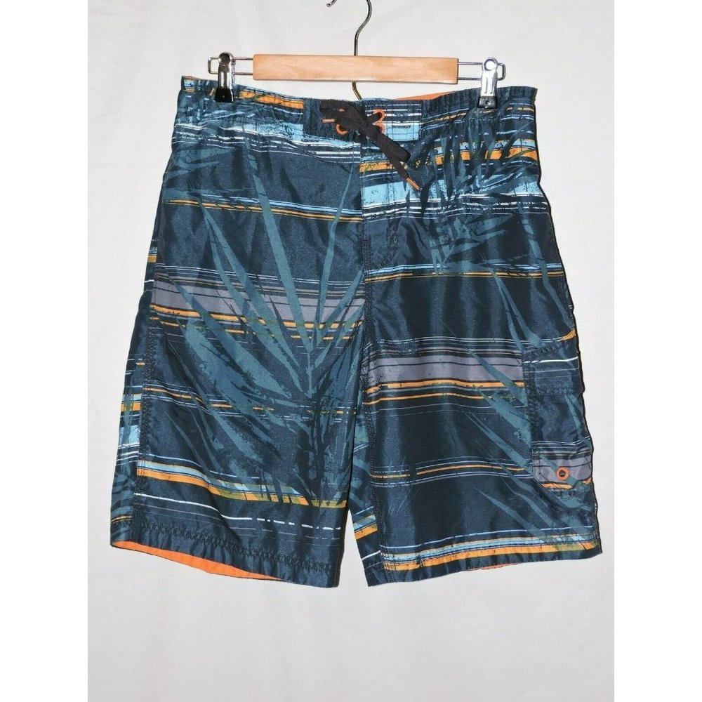 Speedo Swim Trunks Shorts Boardshorts Tropical Orange Blue Mesh Lining Mens M